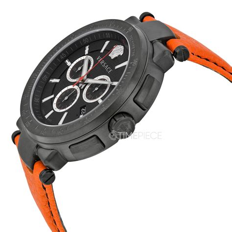 Versace Mystique Sport Chronograph Black Dial Orange Leather 